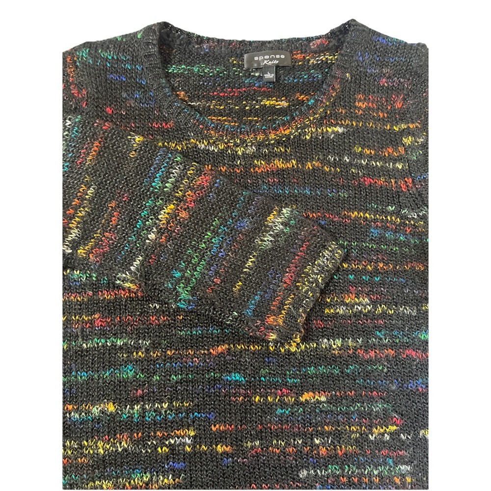 Spense Knit Sweater Women's Large Long‎ Sleeve Pullover  Black Multicolor